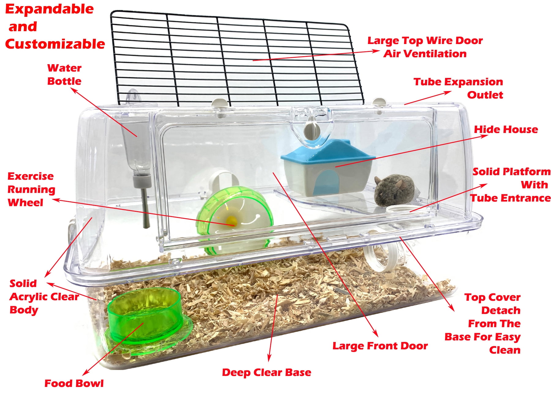 Buy Deluxe 2-Tiers Acrylic Clear Dwarf Hamster Home Mouse Gerbil Play ... - Deluxe Hamster Playcages