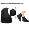 Rainproof Waterproof Backpack Cover + Shoe Covers 2in1,IClover Daypacks Cover & Waterproof Rainproof PVC Fabric Rain Boots Overshoes Protector Anti-Slip L Size 10.6/US 8.5 Black