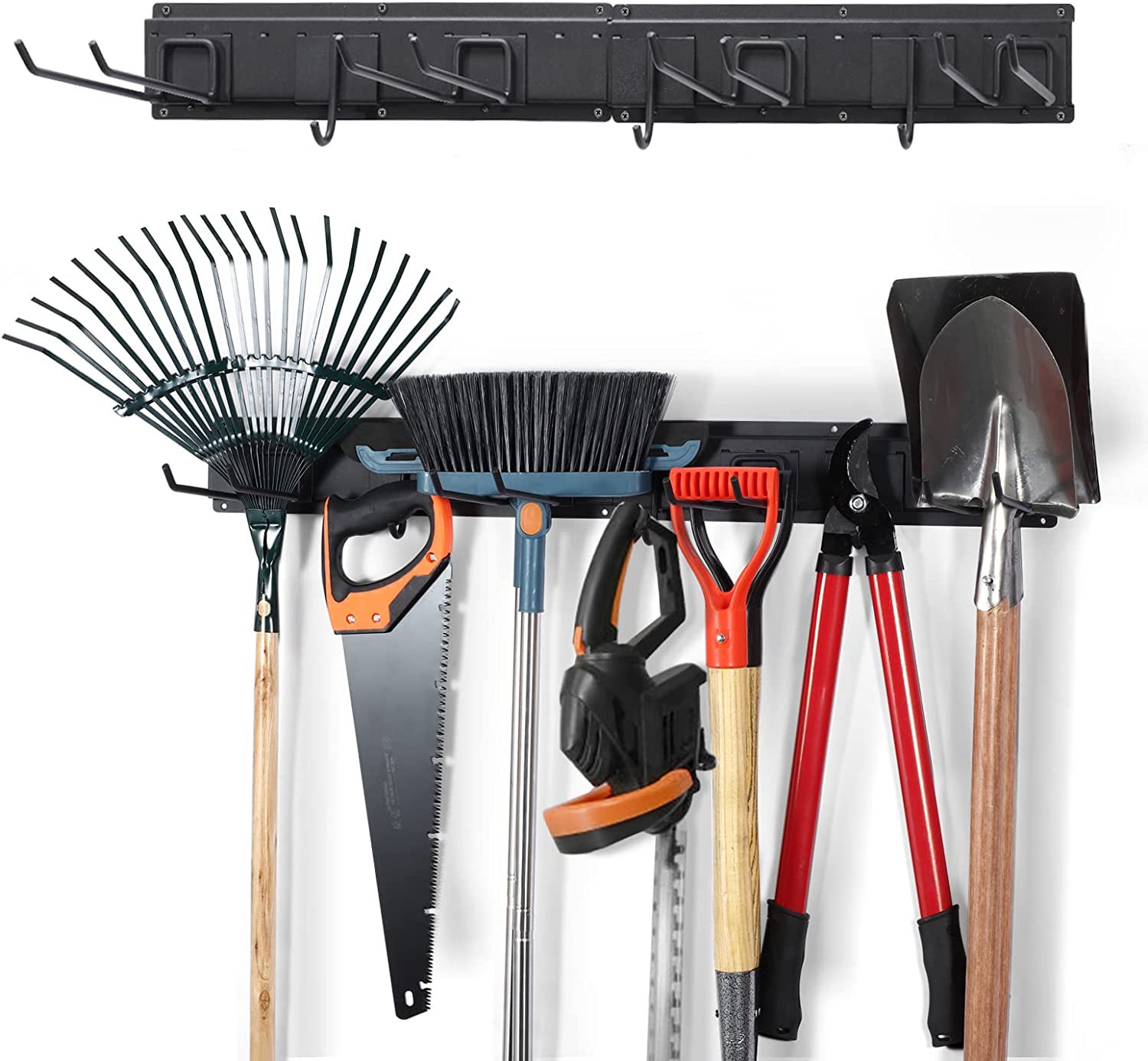 Garage Tool Storage Rack, Heavy Duty Wall Mounted Tools Organizer with 7 Hooks