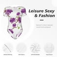 thumbnail image 6 of Balery Orchids Flowers Women's Short Sleevee Crew Neck Bodysuit Tops Short Sleeve Tops Basic-Small, 6 of 9