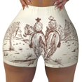 thumbnail image 2 of Salouo Two Cowboys Riding Horses In The Desert Print Women's Athletic Shorts,Booty Shorts Biker Shorts High Waisted Elastic Workout Shorts for Yoga Gym Running Sports-XX-Large, 2 of 8