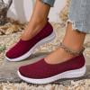 thumbnail image 2 of longantii Women's Wide Fit Woven Orthopedic Shoes - Slip-On Breathable Sneakers, Arch Support Comfort Loafers for Summer & Work Red US-6.5（CN-37）, 2 of 3