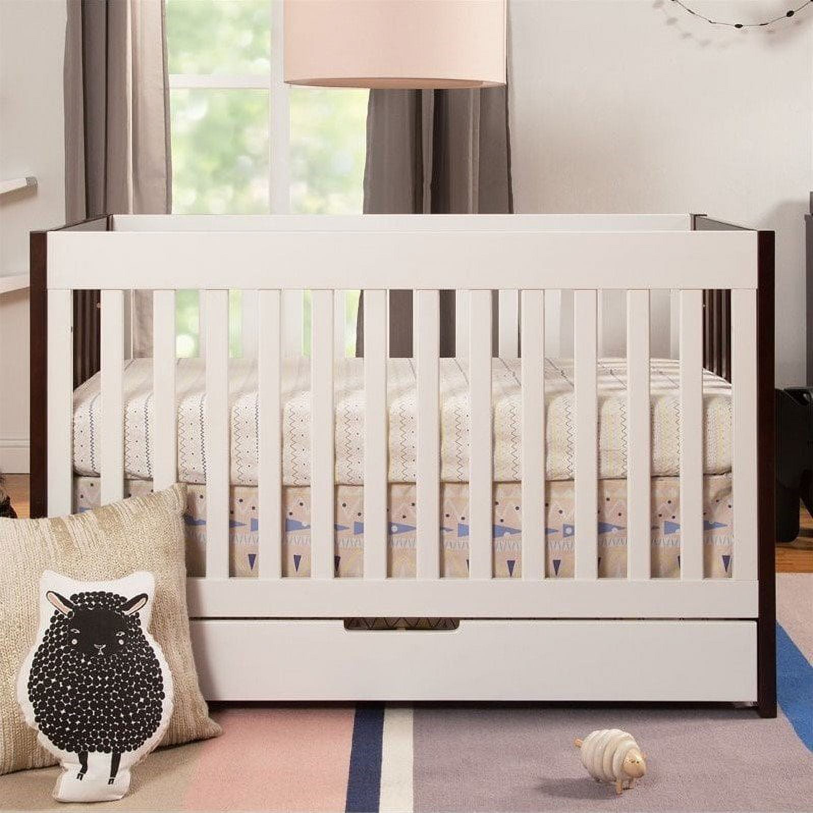 Babyletto Mercer 3 in 1 Convertible Wood Crib in Espresso and White