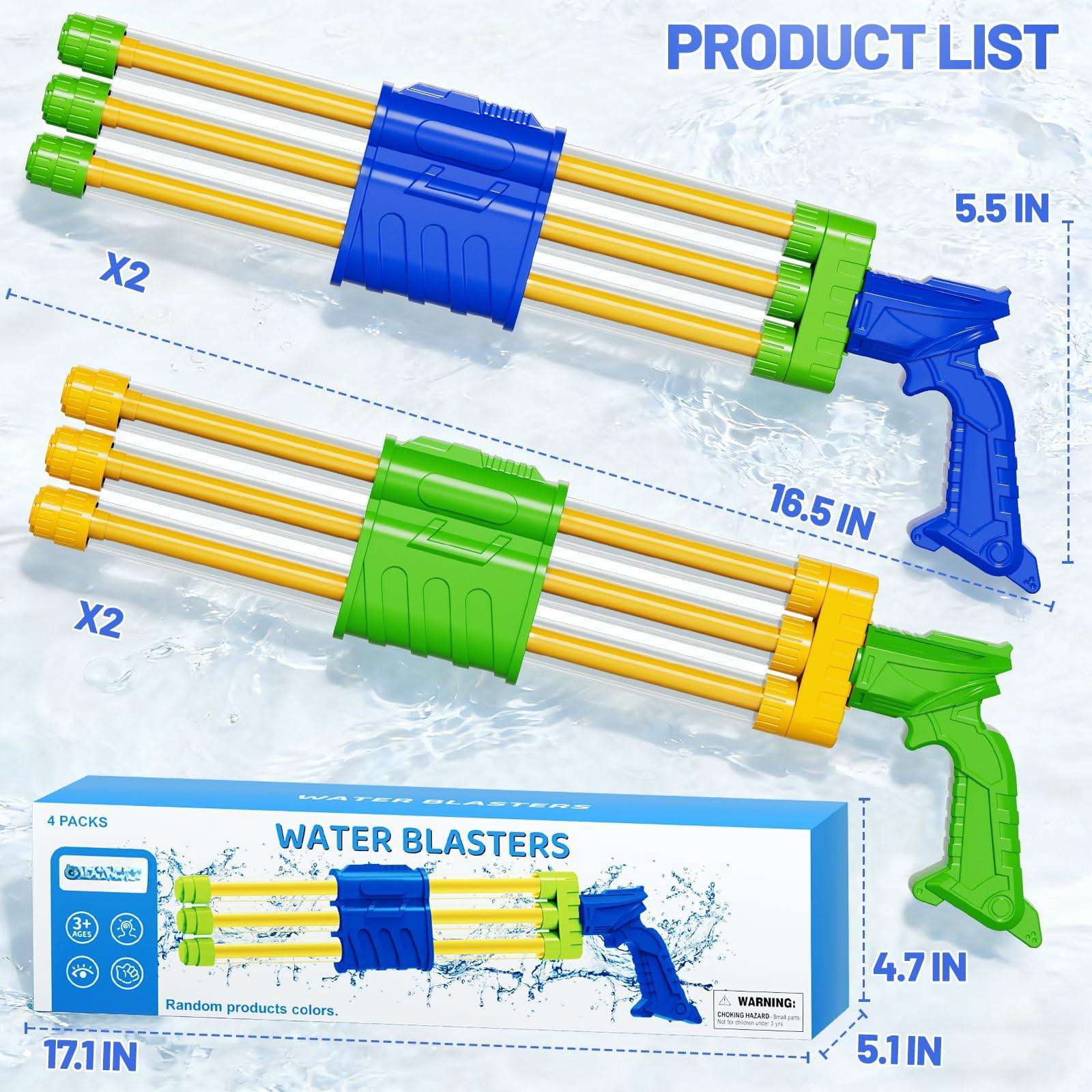 4 Packs 3 Nozzles Water Blaster Pool Toys
