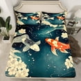 thumbnail image 2 of Feelyou Japanese Fish Child Full Size Sheets, Tokyo Cherry Blossoms Bed Sheets, Cartoon Animal Sheet Sets, Luxury Bedroom Decor, 4 Pieces, 2 of 7