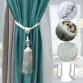 thumbnail image 5 of Limei 2 Pack Curtain Tiebacks Tassels Curtain Tie Backs Curtain Holdbacks Beads Ball Rope Curtain Ties Drapes for Living Room Office Decor, Silver, 5 of 7