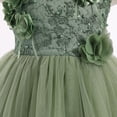 thumbnail image 5 of IBTOM CASTLE Baby Flower Girl One Shoulder Formal Wedding Dress 1st 2nd Birthday Cake Smash Outfits Toddler Prom Pageant Ball Gown 5-6 Years Green, 5 of 7