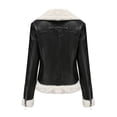 thumbnail image 6 of FYDUU Womens Leather Jacket Solid Color Cropped Moto Biker Coat Outerwear Fashion Leather Motorcycle Jackets Warm Winter Clothes Trendy Clothing Top, 6 of 8