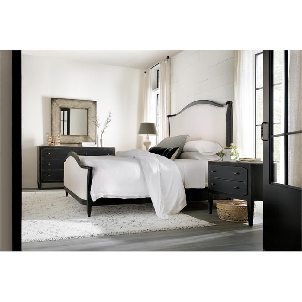 Home Square Set of 2 Two-Drawer Wood Nightstands in Distressed Black
