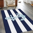 thumbnail image 3 of Navy Blue Stripe Nautical Area Rugs 4x6 for Living Room, Aqua Anchor Summer Coastal Non Slip Washable Rug Runner, Low Pile Indoor Floor Carpet Mat Bathroom Rugs for Bedroom, Kids Room, 3 of 9