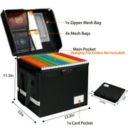 VANCORE Fireproof File Box with Lock, Portable Document Organizer Box with Water-Resistant Zipper, Collapsible File Box for Hanging Letter/Legal Folders, Passports, and Certificates
