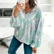 thumbnail image 2 of Moda mujer casual suelto impreso cremallera con capucha pulóver manga larga camisetas tops Fridja FKASFK5910, 2 of 9