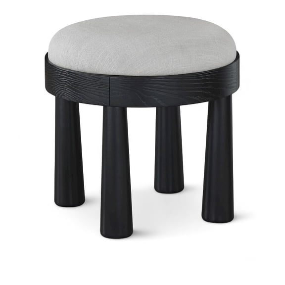 Meridian Furniture Larea Grey Linen Textured Fabric Upholstered Ottoman