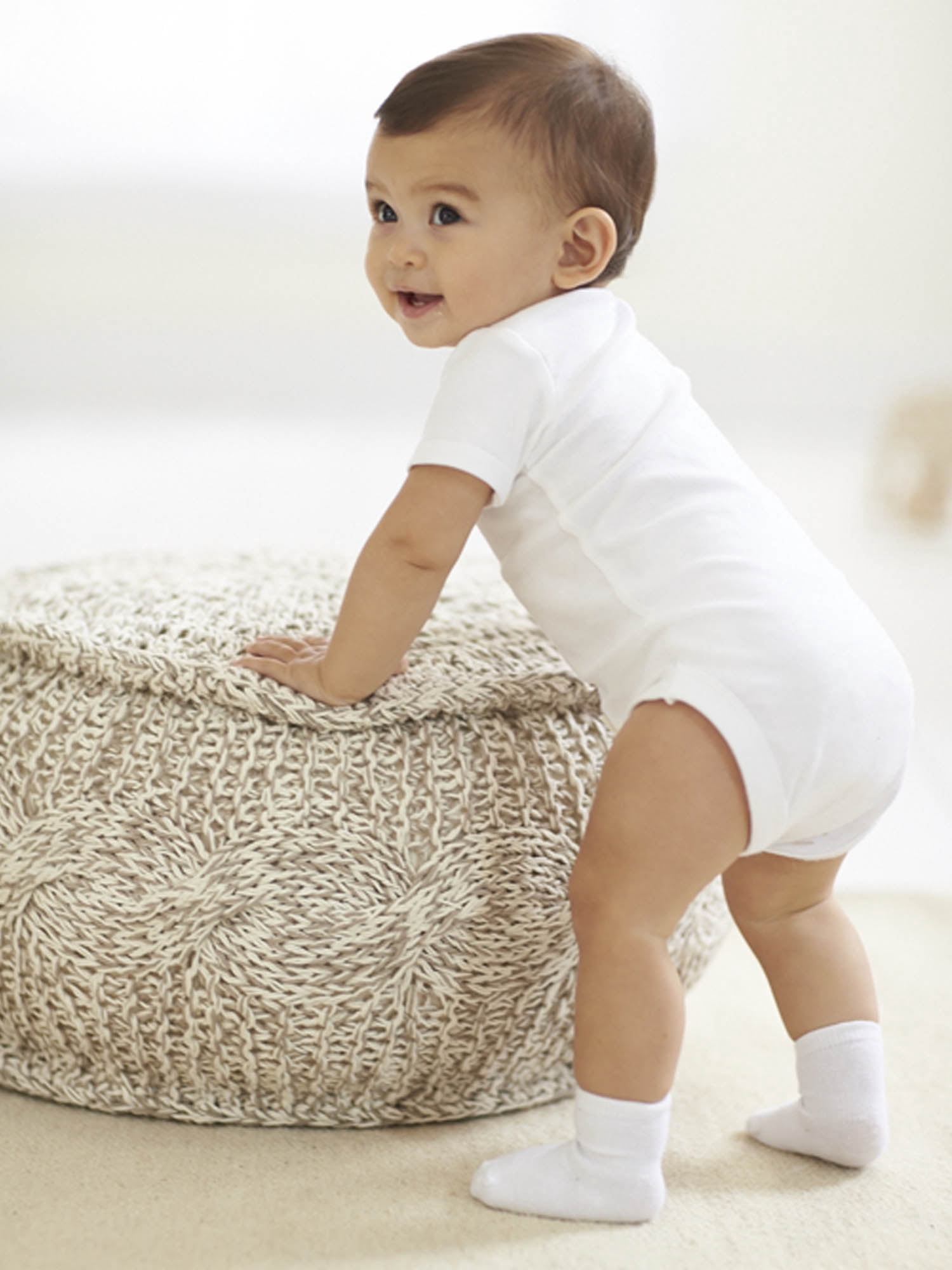 Wonder Nation Baby Neutral Cotton White Short Sleeve Bodysuits, 6-Pack, Newborn-24M