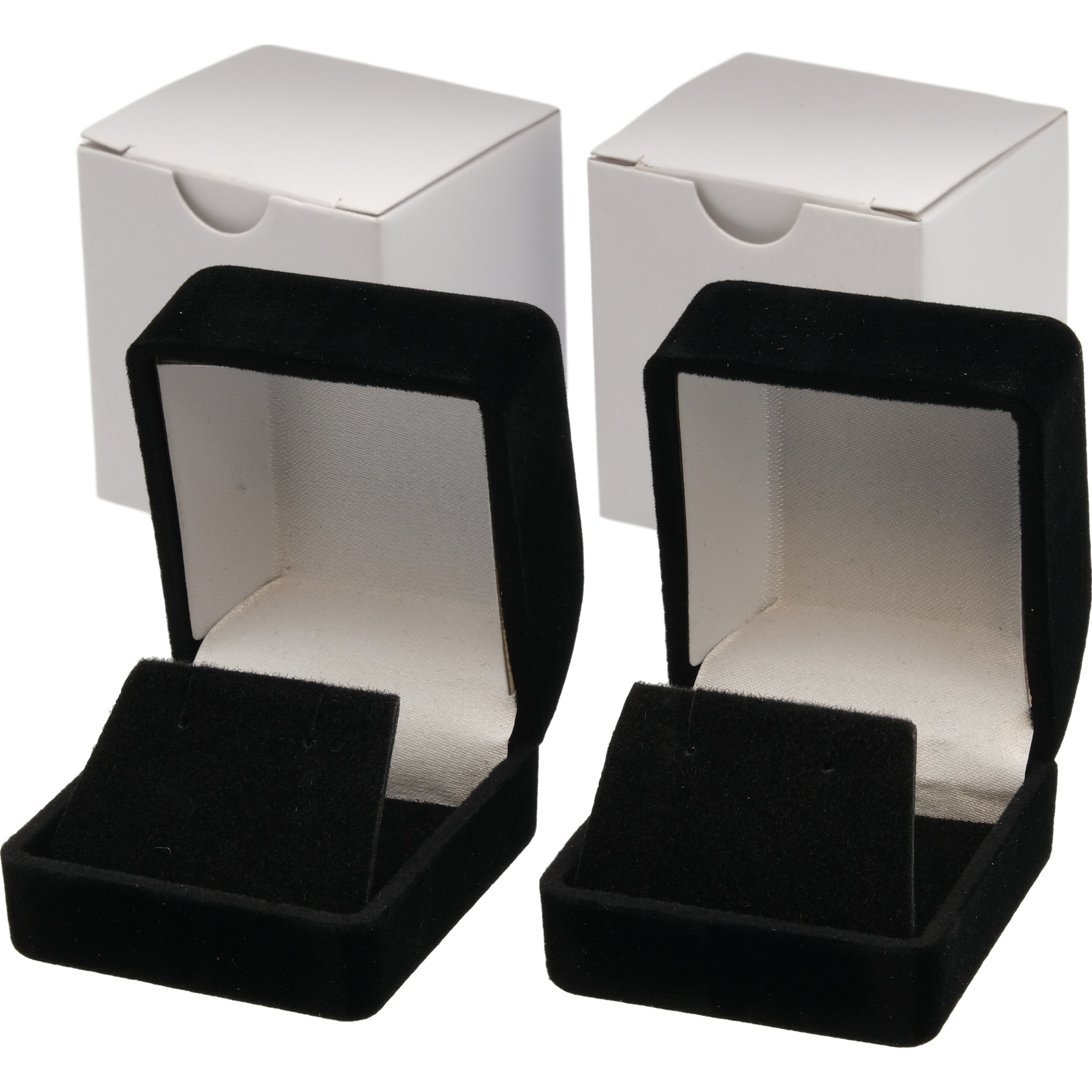 Blue Classic Leatherette Jewellery Ring Boxes Black 