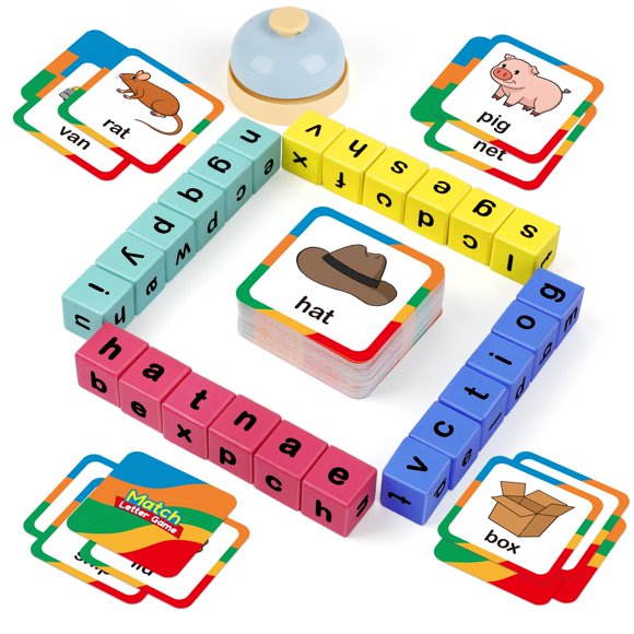 Bloques de madera para alfabeto Word Race Cube Edulok de madera para preescolar