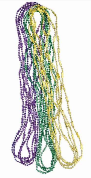 PMU Mardi Gras Mini Mask Beads Green, Gold  Purple 3-pc Assortment (12x6)  72 pc - Walmart.com