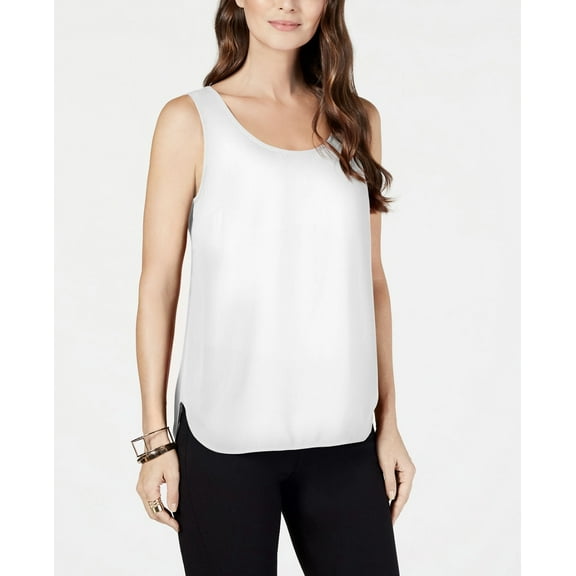 Alfani Women's Sleeveless Scoop-Neck Blouse Soft White Size XS