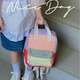 thumbnail image 6 of Uxgjfwu Color Block Ki-ds Backpack, Orange Stitch Detail Small Bookbag with Padded Straps, Tod-dler Day-care Pack, 6 of 9