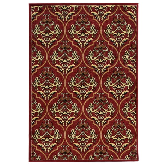 Elegance England Red Accent Rug 5x7 Transitional Style Easy Care Polypropylene