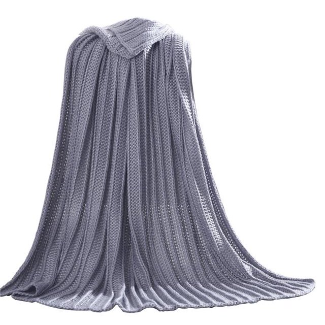 Benzara BM204274 Gers Knitted Throw with Woven Metallic Threads the Urban Port, Blue