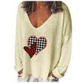 thumbnail image 2 of Babysbule Womens Valentine's Day New Arrivals Tops Women Fashion Casual Print V-Neck Loose Long Sleeve T-shirt Blouse Pullover, 2 of 6