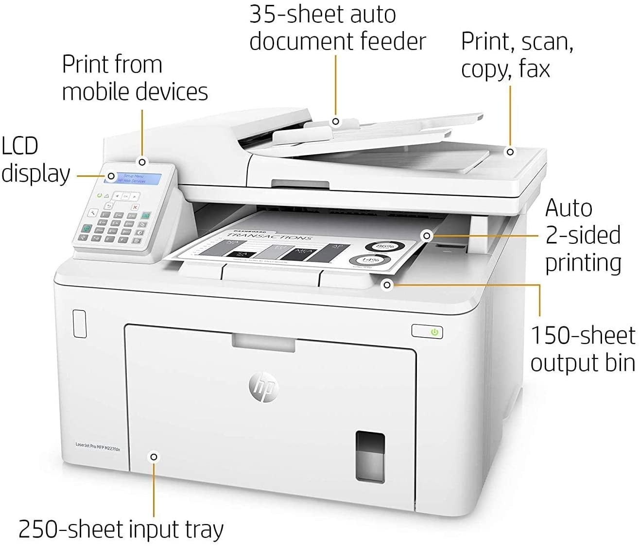 Buy HP Laserjet Pro MFP M227fdn All-in-One Laser Printer with Print ...