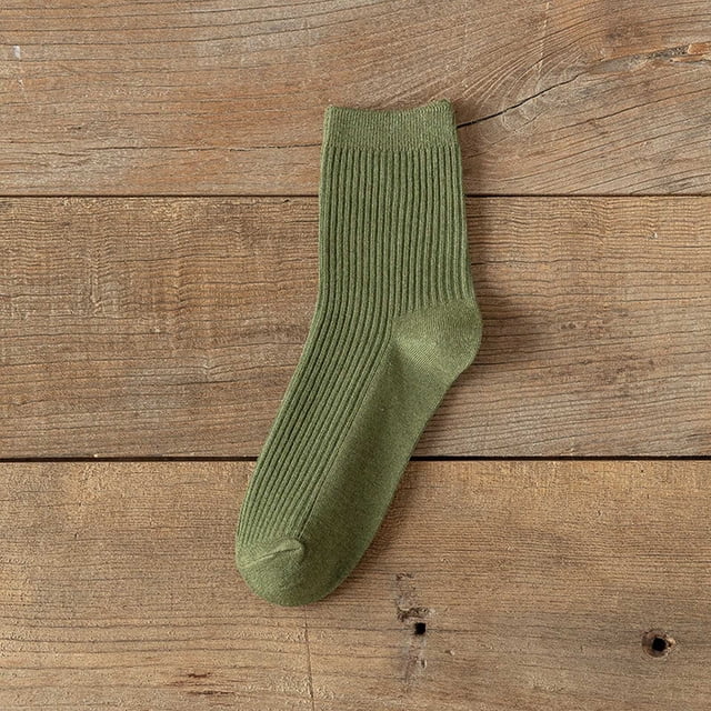 Women's Spring And Autumn All Cotton Solid Color Comfortable And Breathable Stacked Socks Autumn Socks