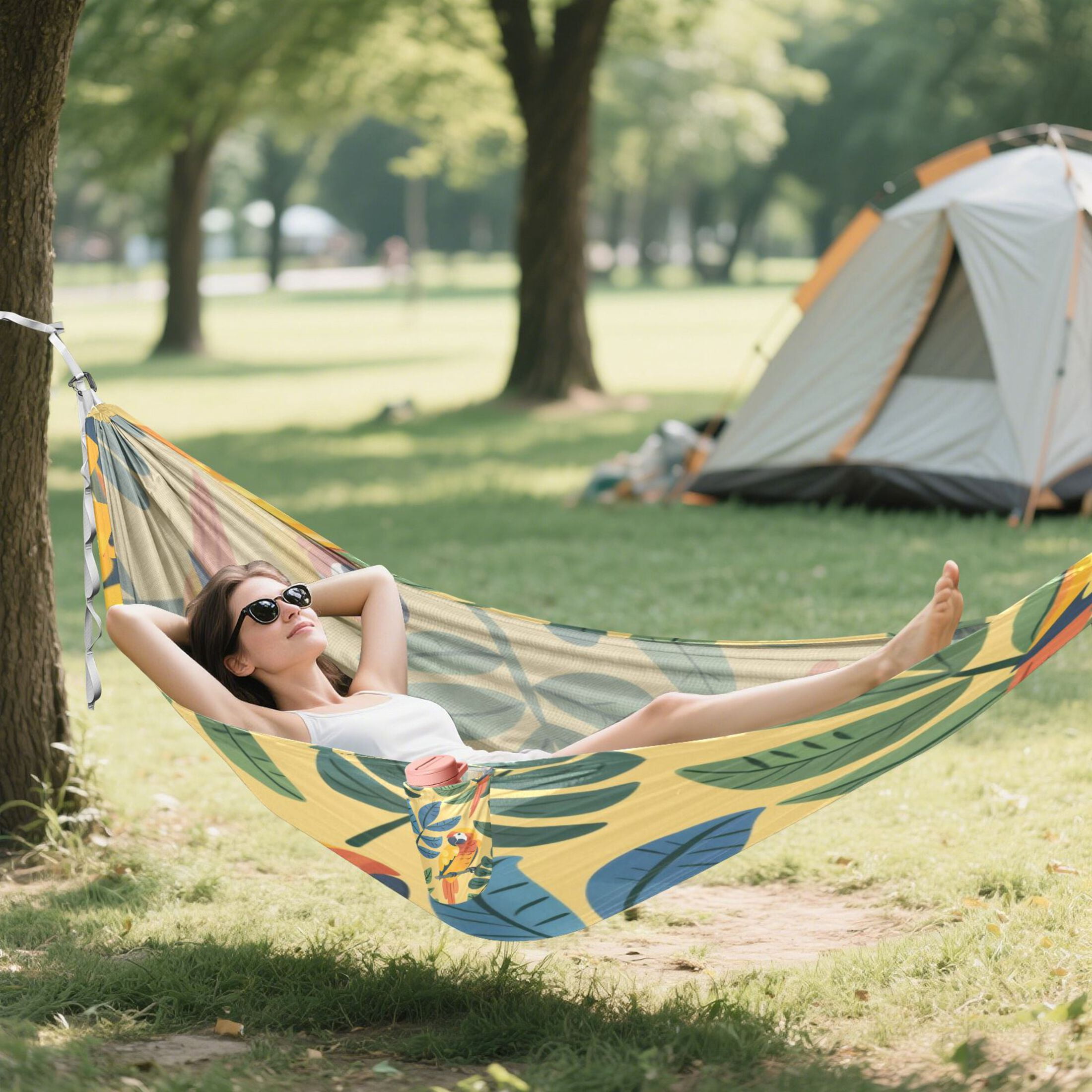 Hammock Camping Hammock Nylon Portable Hammock Travel Camping Hammock Tropical Parrot