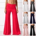 thumbnail image 2 of YUEHUA 2026 Coral Fold Over Yoga Pants, On-Trend Solid Wide Leg Loose Fit Lounge Pants with Ruched Waist Y2k Solid Color Stretchy Loose Gym Lounge Leggings, 2 of 5
