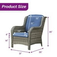 thumbnail image 7 of PARKWELL Outdoor Wicker Patio Chairs Set of 2,Lounge Chairs with Cushions for Porch Balcony Backyard,Gray Wicker and Blue Cushions, 7 of 7