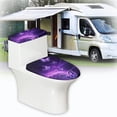 thumbnail image 6 of HELLHERO Purple Galaxy Butterflies Fashion Toilet Cover Set Fits All Toilet Shapes Polyester Fabric, Adjustable, Elastic Edge U-Shaped, 6 of 8