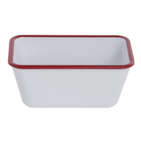 HUBERT® Serving Bowl Enamelware Look Melamine White/Red - 7" L x 4 1/4 W x 3 1/10 D