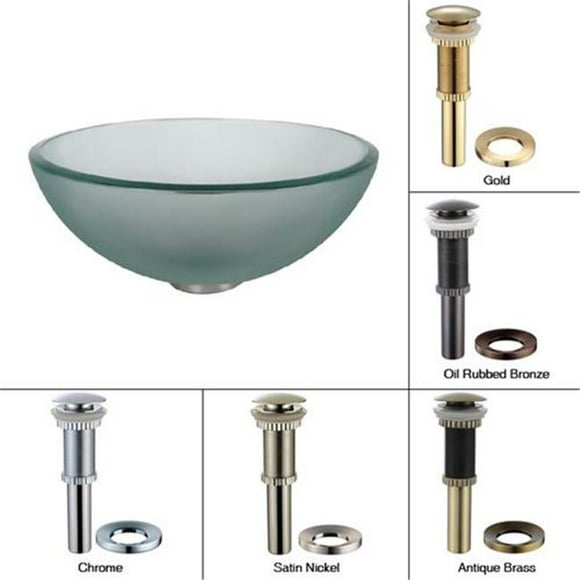 Kraus GV-101FR-14 14 in. Glass Vessel Sink, Frosted