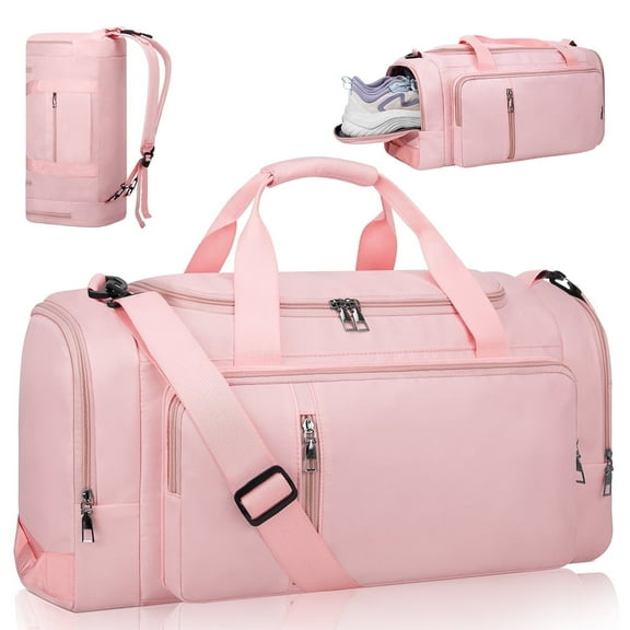 XUEYU 40L Gym Bag, Convertible Duffle Bag with Shoes Compartment and Wet Pocket, Gym Backpack Waterproof Sports Bags for Men with 2 Bottle Holders Multipurpose Weekender Overnight Bag -Pink