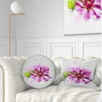 Designart Purple Flower with Green Leaves - Floral Throw Pillow - 12x20