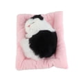 thumbnail image 3 of Juguete interactivo para mascotas con sonido, forma de gato blanco y negro, con forma de gato durmiendo sobre una almohadilla., 3 of 14