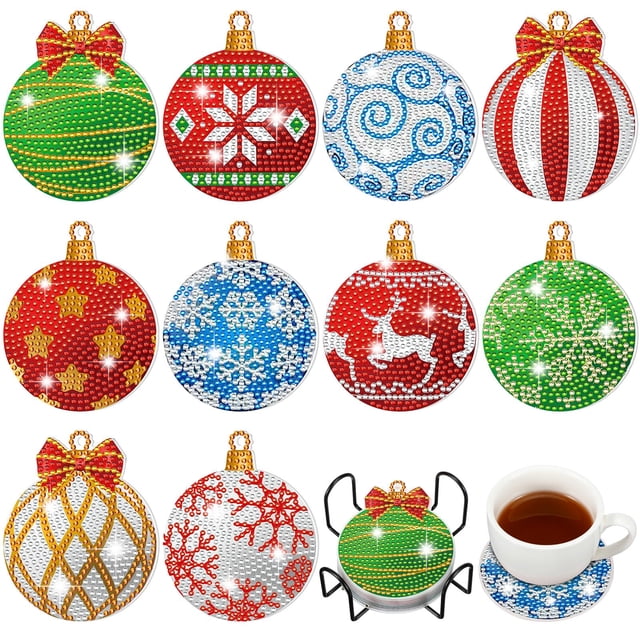 Bola navideña Diamond Art Coasters FairySandy, 10 unidades