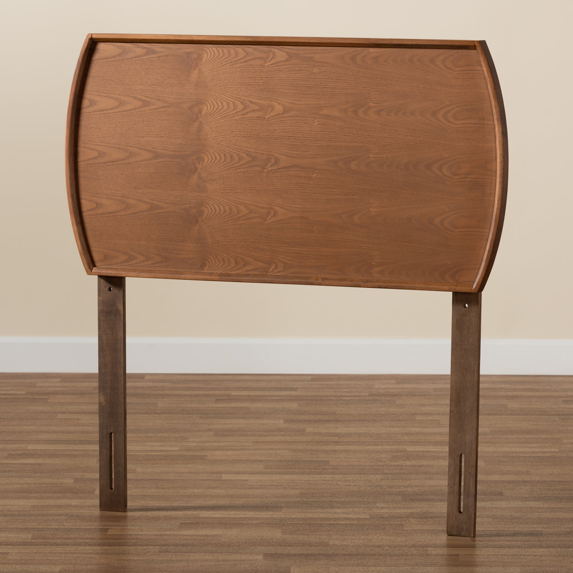 Baxton Studio Laurien Mid-Century Panel Back Support Engineered Wood Headboard, Twin, Ash Walnut