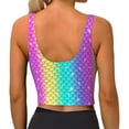thumbnail image 3 of Xecao Rainbow Scales2 for Sports Bra with Removable Pads, Crop Tank Top Design, Women's Longline Sports Bra - Non-Wired - Medium, 3 of 9