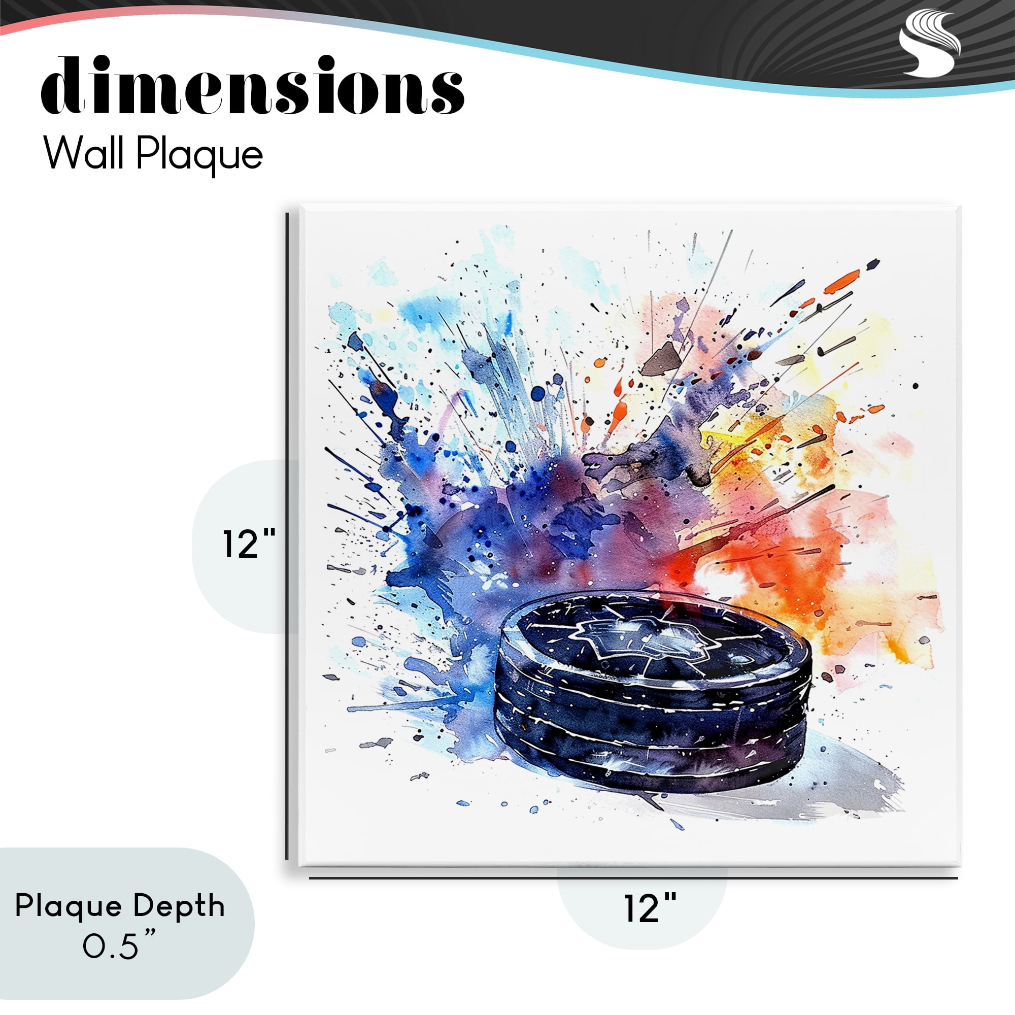 Stupell Industries Hockey Splash Watercolor Burst Wall Plaque Art, design by LSR Design Studio