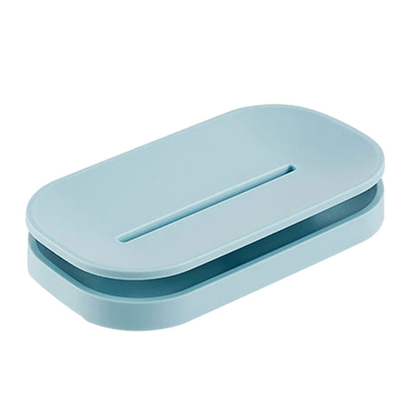 Bewildely Jabonera para baño, ahorro de espacio, fácil de limpiar, caja de almacenamiento de doble capa para jabón, caja de jabón para baño Juegos de accesorios de baño