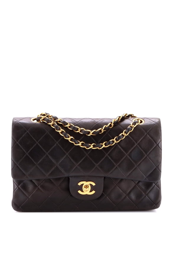 Pre-Owned Vintage Classic Double Flap Bag Quilted Lambskin Medium By Rebag