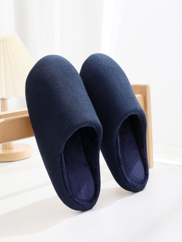 Dearfoams Men's Clog Slippers (Large, Navy Blue)