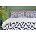 thumbnail image 4 of Ambesonne Modern Duvet Cover Sets, Zig Zag Striped Pattern, 2-King, Navy Blue White, 4 of 7