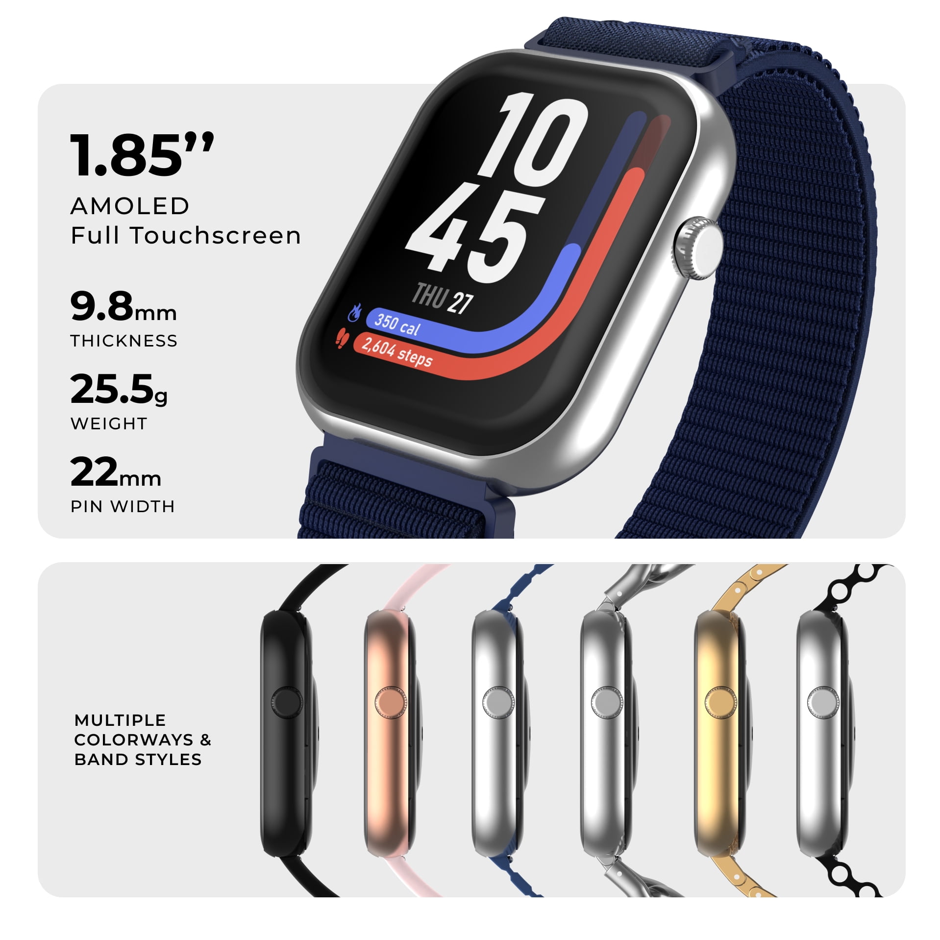 iTouch, AIR 5 Smartwatch 1.85, Amoled Display, Blue