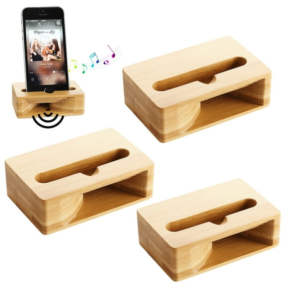 Wood Phone Speaker, Wooden Sound Amplifier Stand Holder, Natural Loudspeaker Mini Cell Phone Stand, Office Desk Accessories, for Home(3pcs)