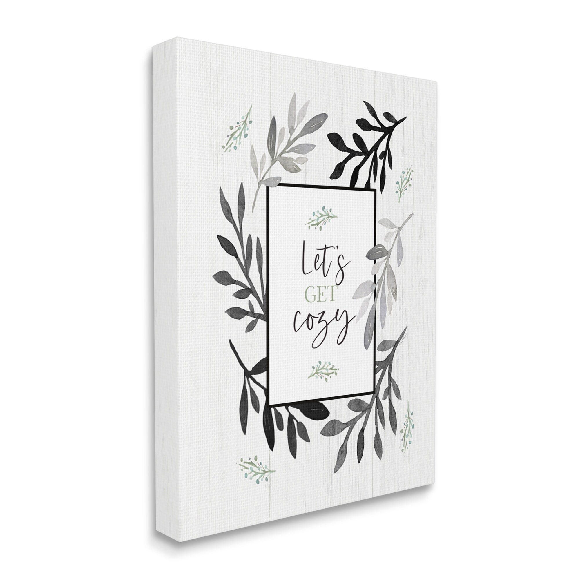 Stupell Industries Lets Get Cozy Geometric Frame Twig Foliage Ornament,16 x 20, Design by Elizabeth Tyndall
