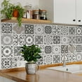 thumbnail image 3 of Mi Alma Gray Floral Peel & Stick Vinyl Backsplash Tiles 5x5, 24 pcs, 3 of 11
