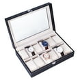 thumbnail image 2 of 12 Slots Watch Box, High-grade Leather Watch Collection Storage Box, Black, 2 of 7